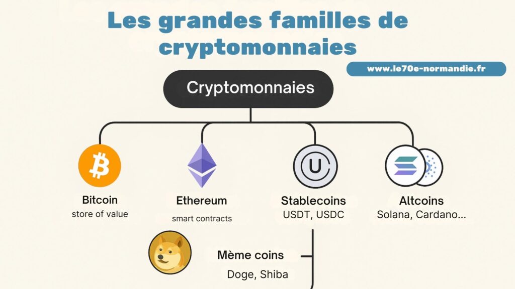 Les grandes familles de cryptomonnaies