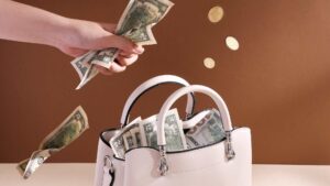 Sac à main avec de l'argent dedans